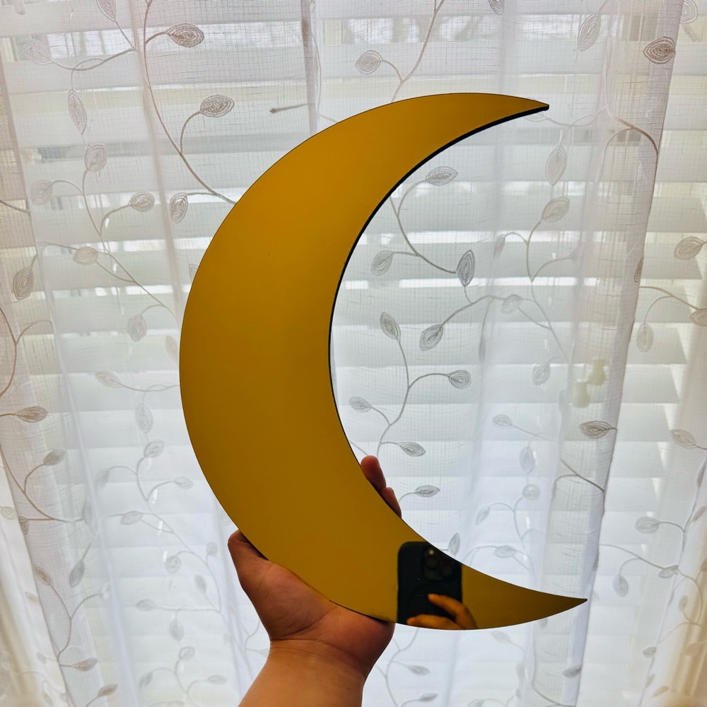 Gold Crescent Moon Wall Decor Mirror